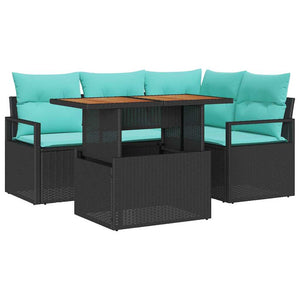 Garten Essgruppe Schwarz Teal 5-teilig