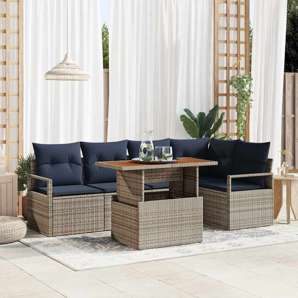 Garten Essgruppe mit Kissen, 6-teilig
