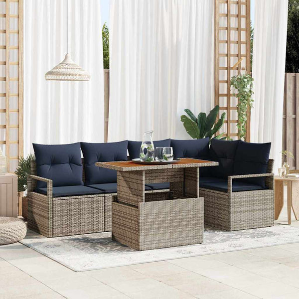 Garten Essgruppe mit Kissen, 6-teilig