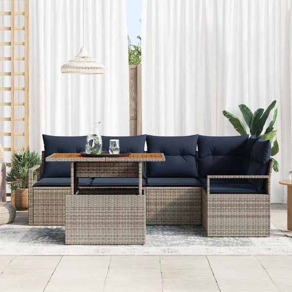 Garten Essgruppe mit Kissen, 6-teilig