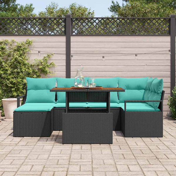 Garten Essgruppe Schwarz Teal 7-teilig