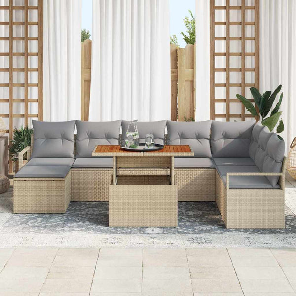 Garten Sofa Set Beige & Grau 9-teilig