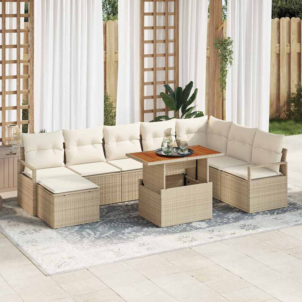 Garten Sofa Set Beige & Creme 9-teilig