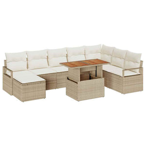 vidaXL Salon de jardin avec coussins 9 pcs Beige et crème