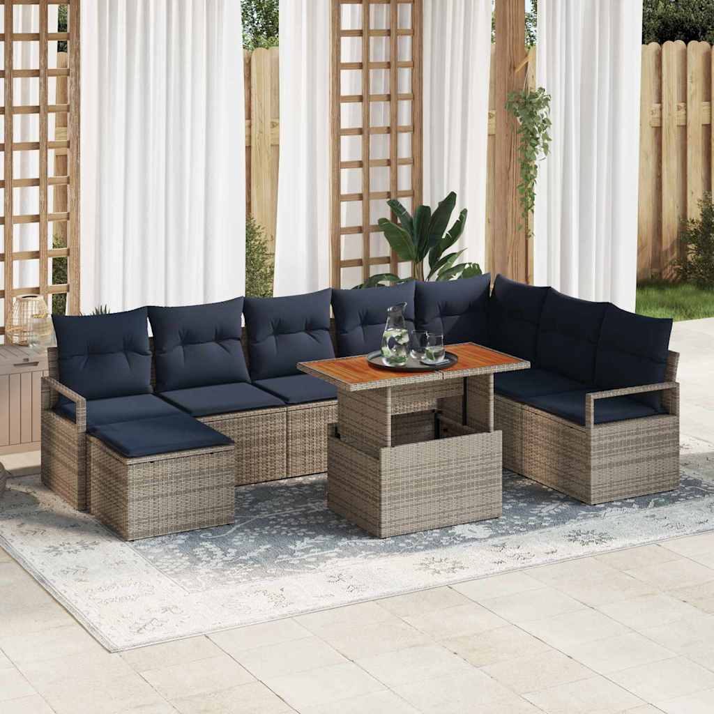 Garten Essgruppe mit Kissen, 9-teilig