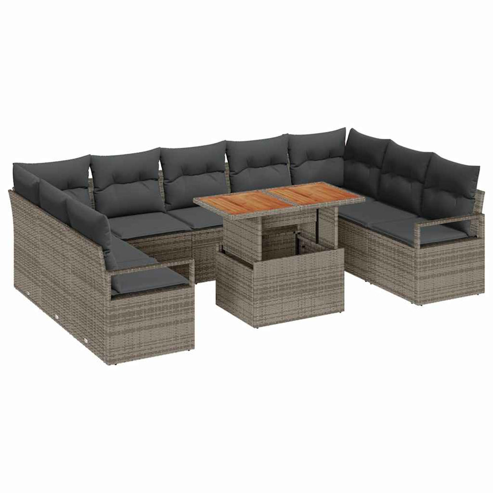 vidaXL Salon de jardin avec coussins 10 pcs Gris et marron