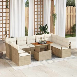 Garten Sofa Set Beige & Creme mit Kissen