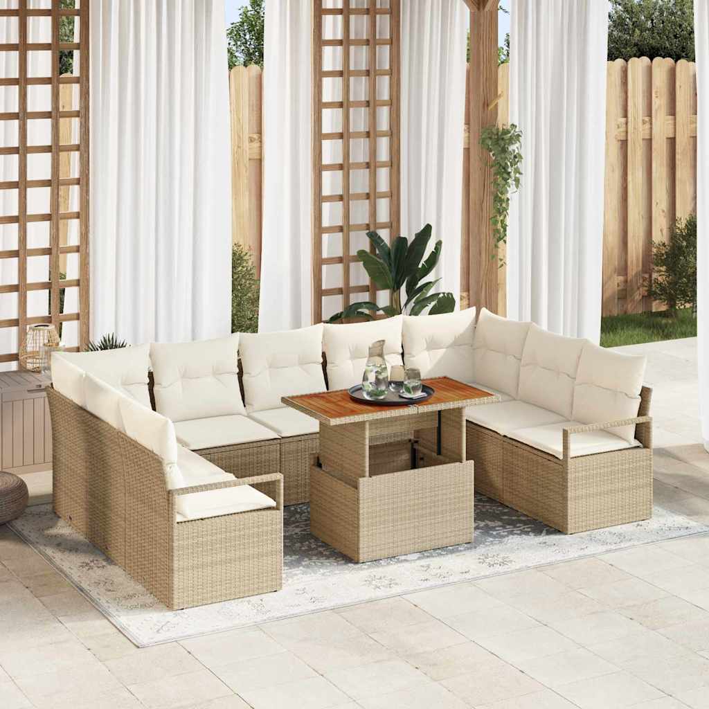 Garten Sofa Set Beige & Creme mit Kissen