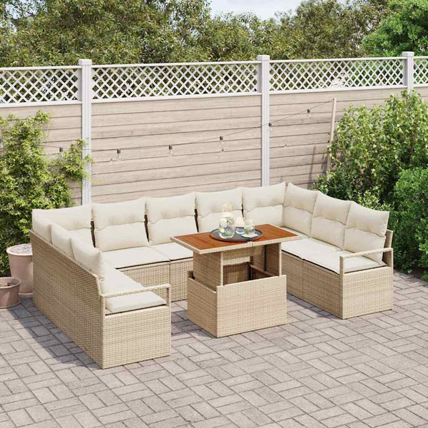Garten Sofa Set Beige & Creme mit Kissen