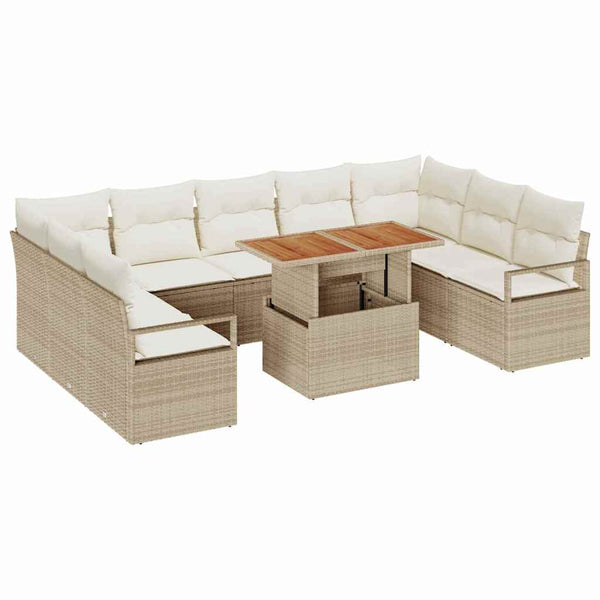 Garten Sofa Set Beige & Creme mit Kissen