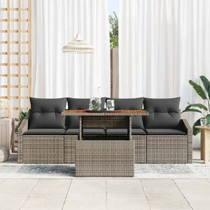 vidaXL Salon de jardin 5 pcs avec coussins Gris Résine tressée