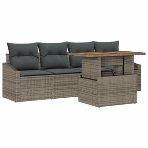 vidaXL Salon de jardin 5 pcs avec coussins Gris Résine tressée
