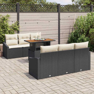 Garten Sofa Set Schwarz Creme 7-teilig