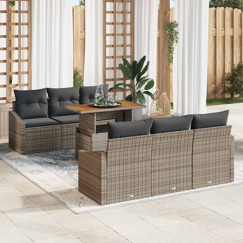 Garten Sofa Set mit Kissen, 7-teilig Grau/Braun