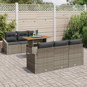 Garten Sofa Set mit Kissen, 7-teilig Grau/Braun