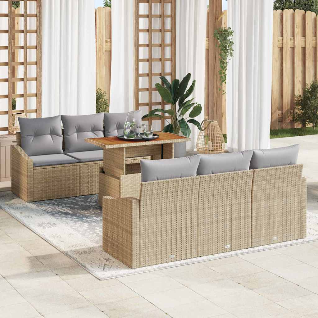 Garten Sofa Set mit Kissen, 7-teilig