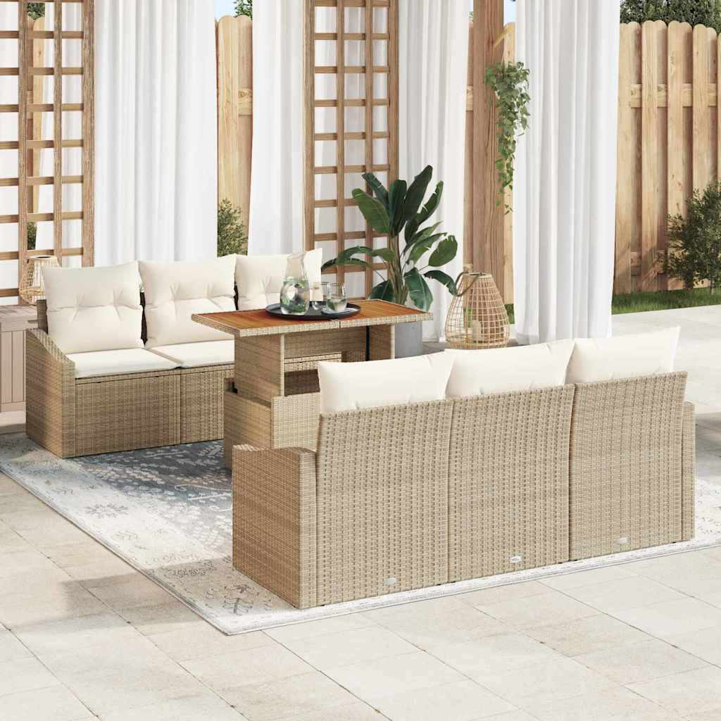 Garten Sofa Set Beige/Creme mit Kissen, 7-teilig