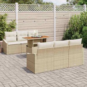 Garten Sofa Set Beige/Creme mit Kissen, 7-teilig