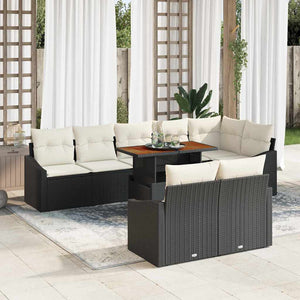 Garten Sofa Set 9-teilig Schwarz Creme