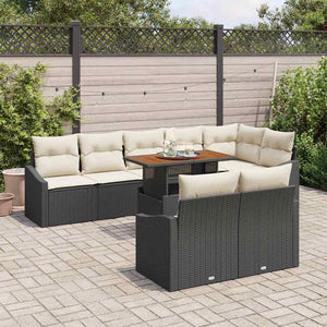 Garten Sofa Set 9-teilig Schwarz Creme