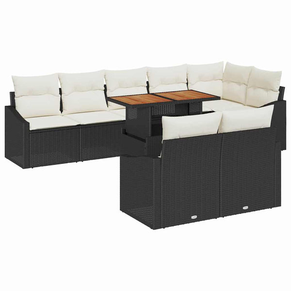 Garten Sofa Set 9-teilig Schwarz Creme