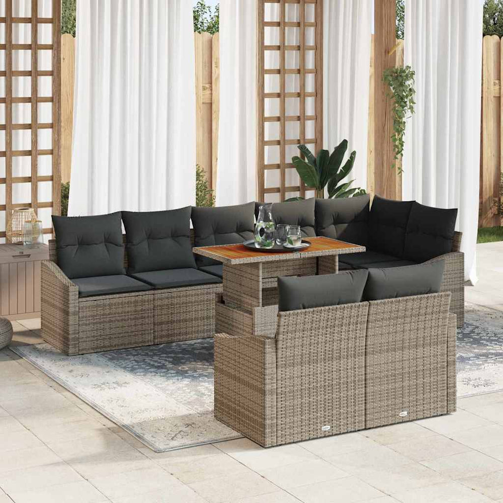 Garten-Sofa-Set Grau Braun 9-teilig mit Kissen