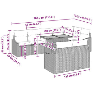 Garten-Sofa-Set Grau Braun 9-teilig mit Kissen