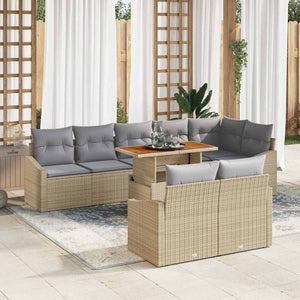 Garten Sofa Set Beige Grau 9-teilig