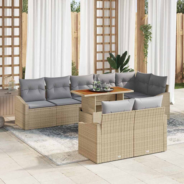 Garten Sofa Set Beige Grau 9-teilig