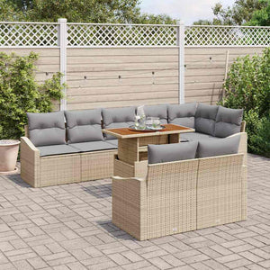 Garten Sofa Set Beige Grau 9-teilig