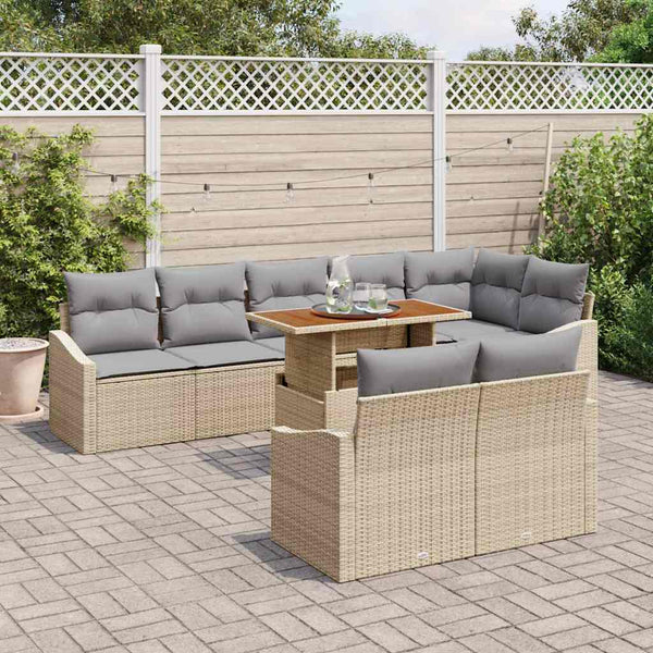 Garten Sofa Set Beige Grau 9-teilig
