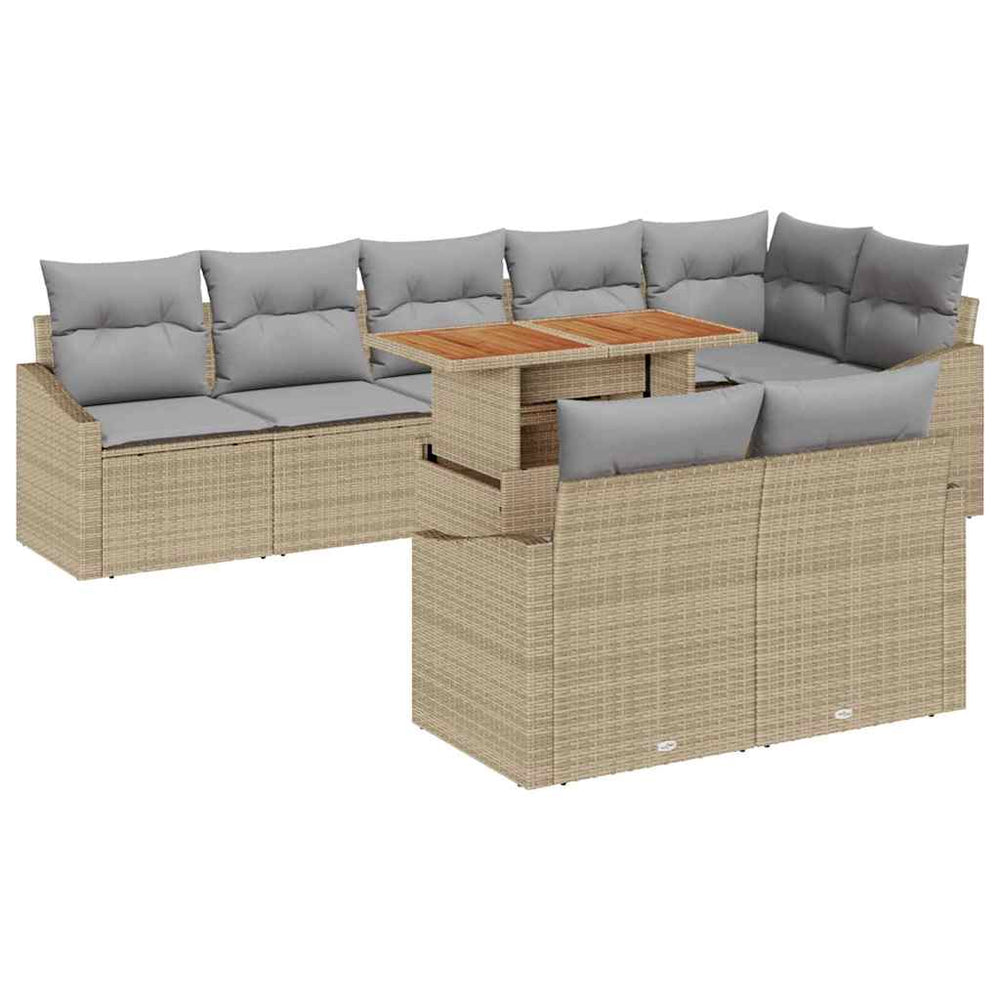 Garten Sofa Set Beige Grau 9-teilig