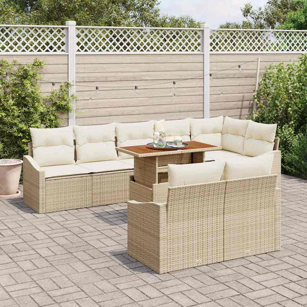 9-teiliges Garten-Sofa-Set Beige & Creme