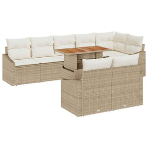 9-teiliges Garten-Sofa-Set Beige & Creme
