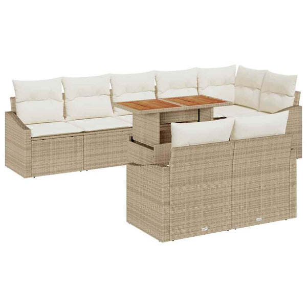 9-teiliges Garten-Sofa-Set Beige & Creme