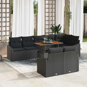 Garten Sofa Set 9-teilig Schwarz Braun