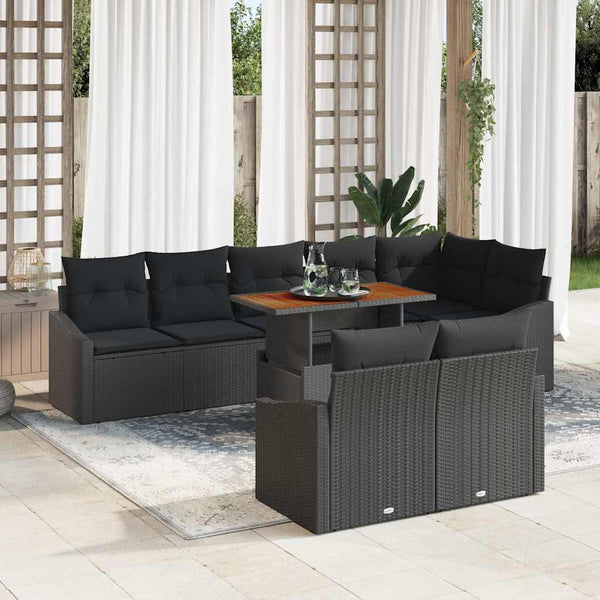 Garten Sofa Set 9-teilig Schwarz Braun