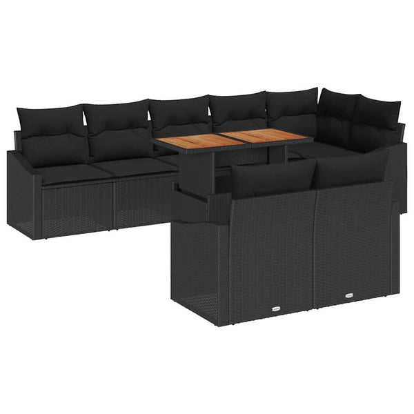 Garten Sofa Set 9-teilig Schwarz Braun