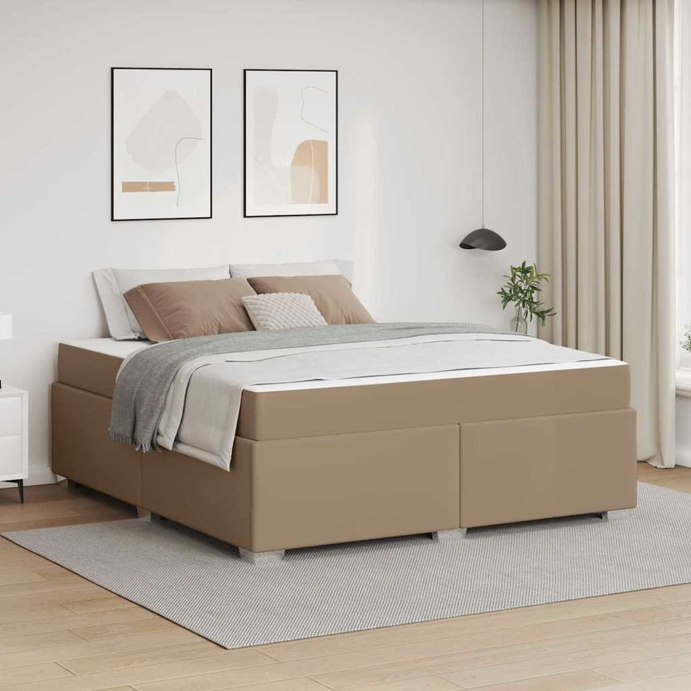vidaXL Cadre de lit avec matelas cappuccino 180 x 200 cm tissu