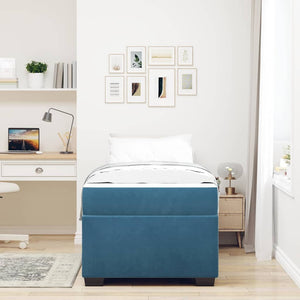 Dunkelblaues Bett mit Matratze 100x200 cm