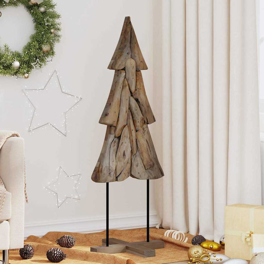 Teak Weihnachtsbaum mit Ständer Braun 121cm