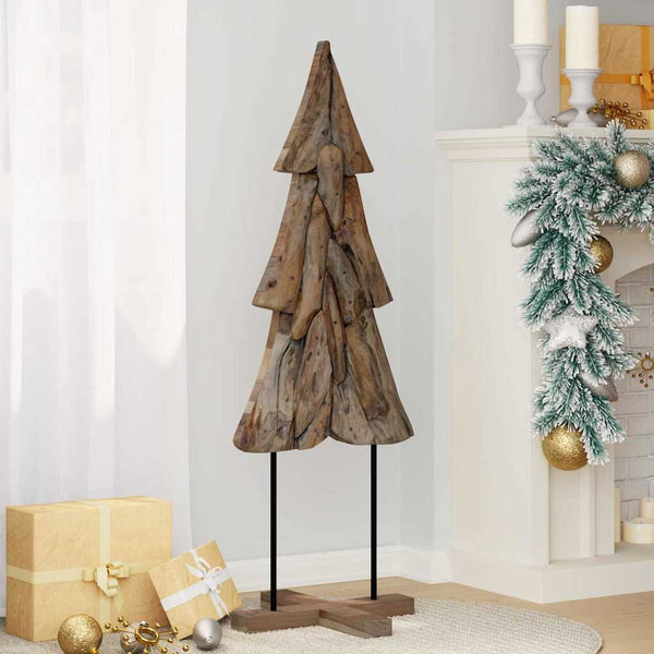 Teak Weihnachtsbaum mit Ständer Braun 121cm