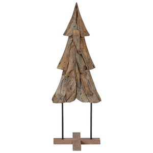 Teak Weihnachtsbaum mit Ständer Braun 121cm