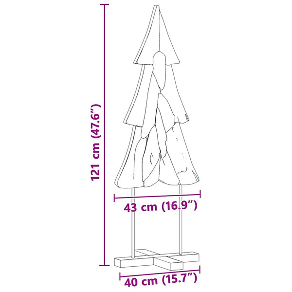 Teak Weihnachtsbaum mit Ständer Braun 121cm
