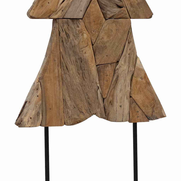 vidaXL Sapin de Noël avec support Marron 151 cm Bois de teck massif