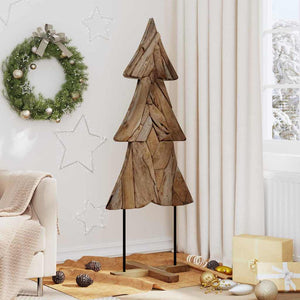 vidaXL Sapin de Noël avec support Marron 151 cm Bois de teck massif