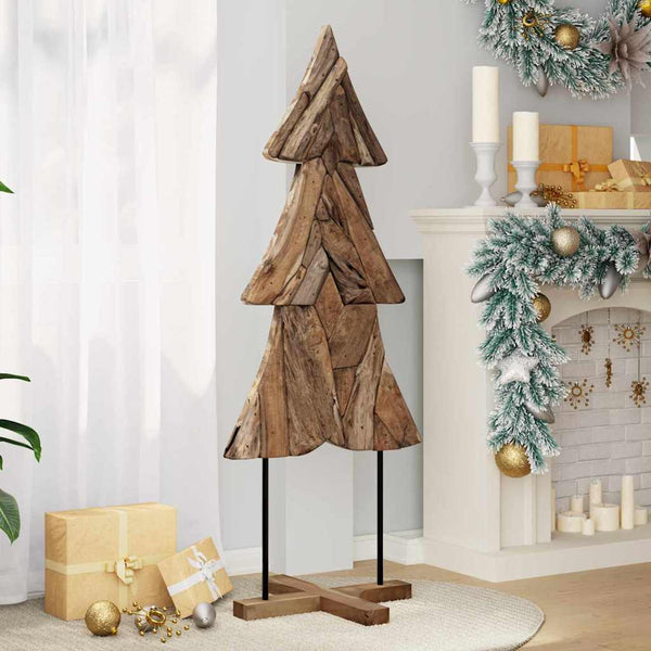 vidaXL Sapin de Noël avec support Marron 151 cm Bois de teck massif