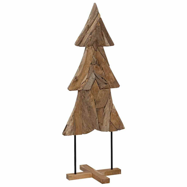 vidaXL Sapin de Noël avec support Marron 151 cm Bois de teck massif