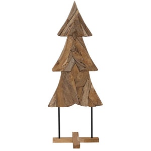 vidaXL Sapin de Noël avec support Marron 151 cm Bois de teck massif