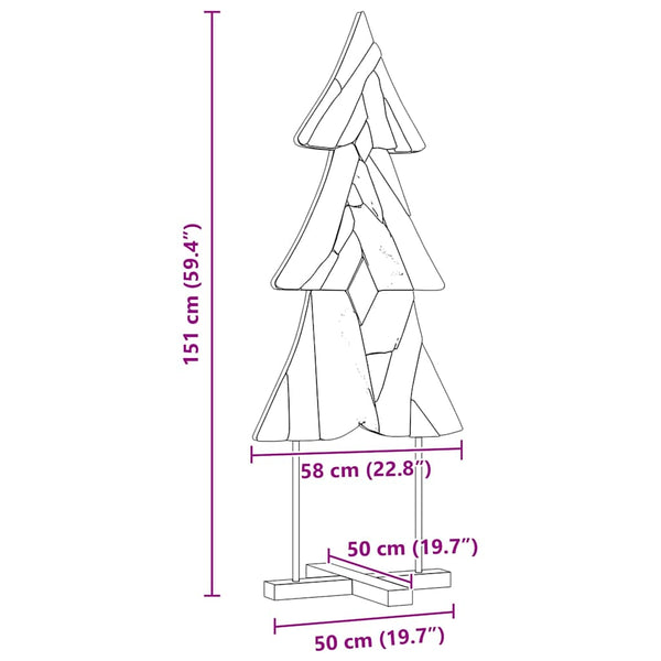 vidaXL Sapin de Noël avec support Marron 151 cm Bois de teck massif